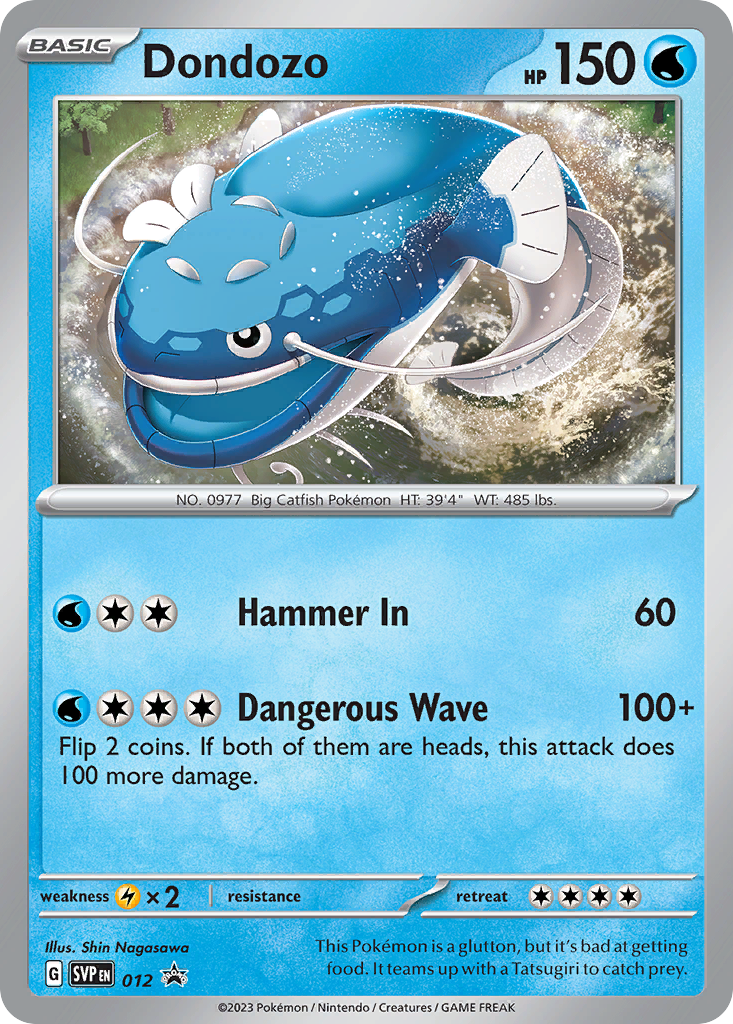 Pokémon trading card featuring Dondozo with blue and gray design
