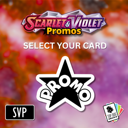 Promotional graphic for Scarlet & Violet Promos with a star-shaped 'PROMO' logo and colorful background.