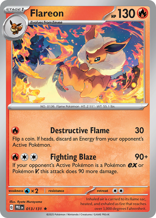 Flareon 013/131 Prismatic Evolutions  - Near Mint (Pack Fresh) Eeveelutions!
