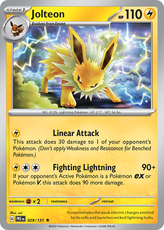 Jolteon 029/131 Prismatic Evolutions (Reverse Holo)  - Near Mint (Pack Fresh) Eeveelutions