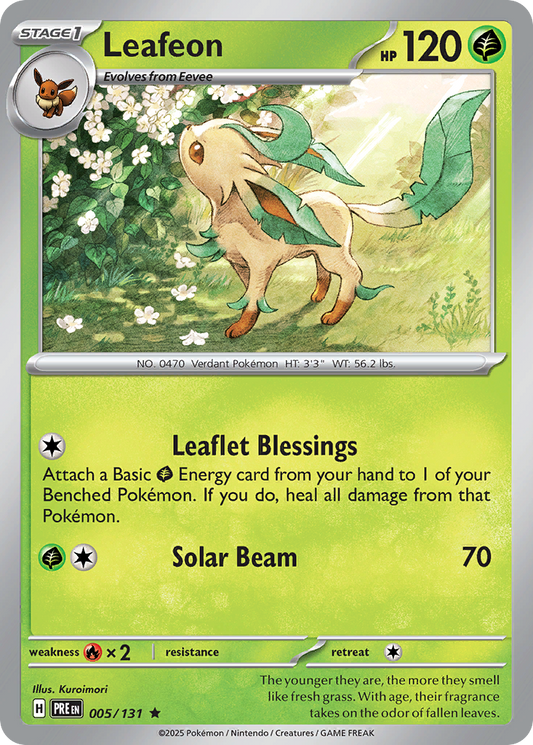 Leafeon 005/131 Prismatic Evolutions (Reverse Holo)  - Near Mint (Pack Fresh) Eeveelutions