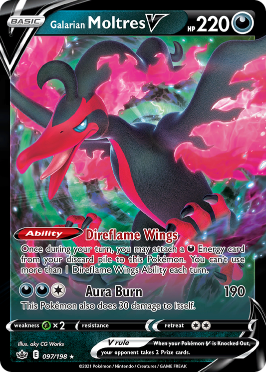 Galarian Moltres V - 97 - Chilling Reign - Rare Holo V