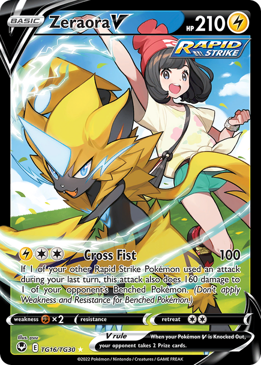 Zeraora V - TG16 - Silver Tempest Trainer Gallery - Rare Holo V