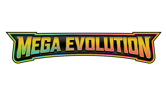 Mega Evolution logo with a colourful gradient 